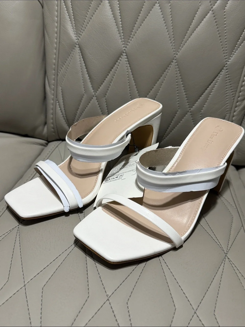 Avery White Strappy Block Heel Sandal by Unknown Brand